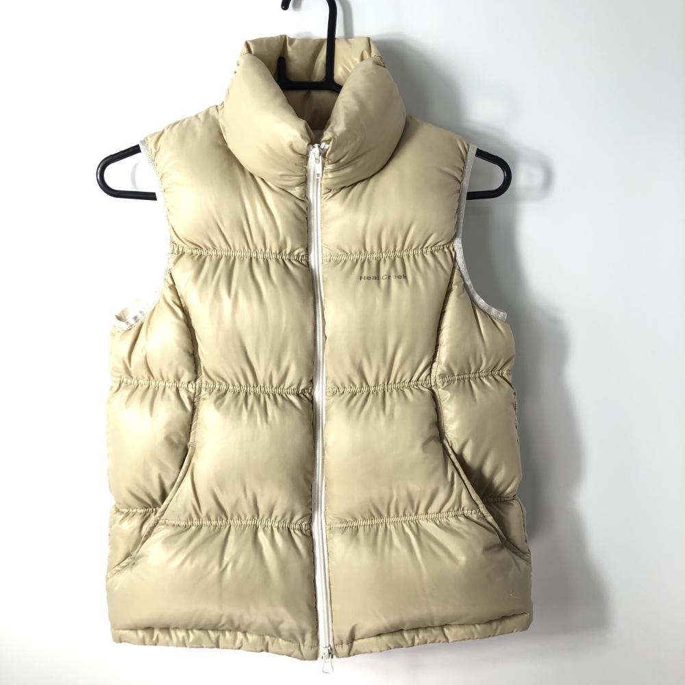 ヒールクリーク リバーシブルダウンベスト ベージュ×白 裾ドローコード  