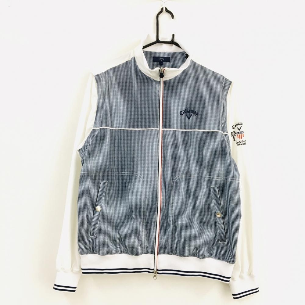 キャロウェイ ブルゾン 白 黒 千鳥格子柄 2way袖着脱可 裏地メッシュ