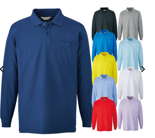 鹿の子長袖ポロシャツ