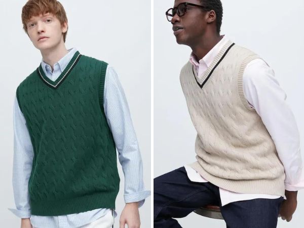 ユニクロ ゴルフウェア ケーブルVネックベスト