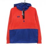 【新品】パーリーゲイツ パーカー レッド×ブルー 異素材切替 ブルゾン ハーフジップ メンズ 5(L) ゴルフウェア PEARLY GATES