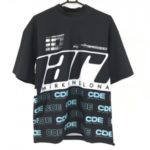 【新品】マークアンドロナ 半袖ハイネックシャツ 黒×ブルー 身頃総柄 CDE メンズ 48(L) ゴルフウェア 2024年モデル MARK＆LONA