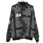 【美品】エフアールツー×ウィンダンシー ジャケットブルゾン 黒×白 総柄 ペイズリー メンズ L ゴルフウェア #FR2 GOLF