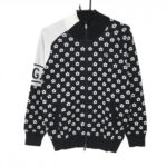 【超美品】パーリーゲイツ ニットジャケット ネイビー×白 花柄 レディース 1(M) ゴルフウェア 2023年モデル PEARLY GATES