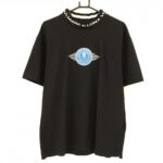 【超美品】マークアンドロナ 半袖ハイネックシャツ 黒×ライトブルー ネックロゴ メンズ 50(XL) ゴルフウェア 2025年モデル MARK＆LONA