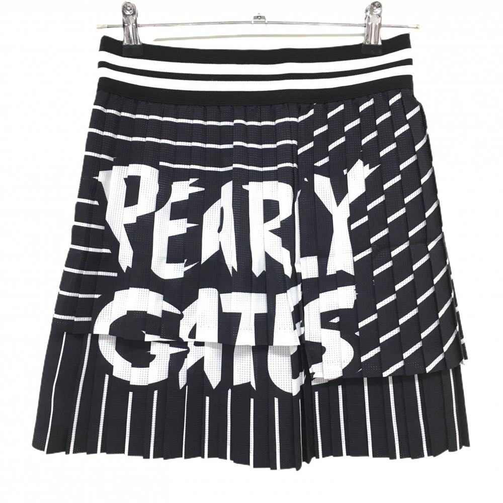 【新品】パーリーゲイツ プリーツスカート ダークネイビー×白 ボーダー ストライプ レディース 0(S) ゴルフウェア PEARLY GATES