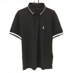 【超美品】エフアールツー 半袖ポロシャツ 黒 襟・袖ライン ラビット刺しゅう メンズ XL ゴルフウェア #FR2 GOLF