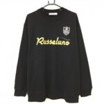 【超美品】ラッセルノ トレーナー 黒 ロゴゴールド CORDURAナイロン混 メンズ 7(2XL) ゴルフウェア 2025年モデル 大きいサイズ RUSSELUNO